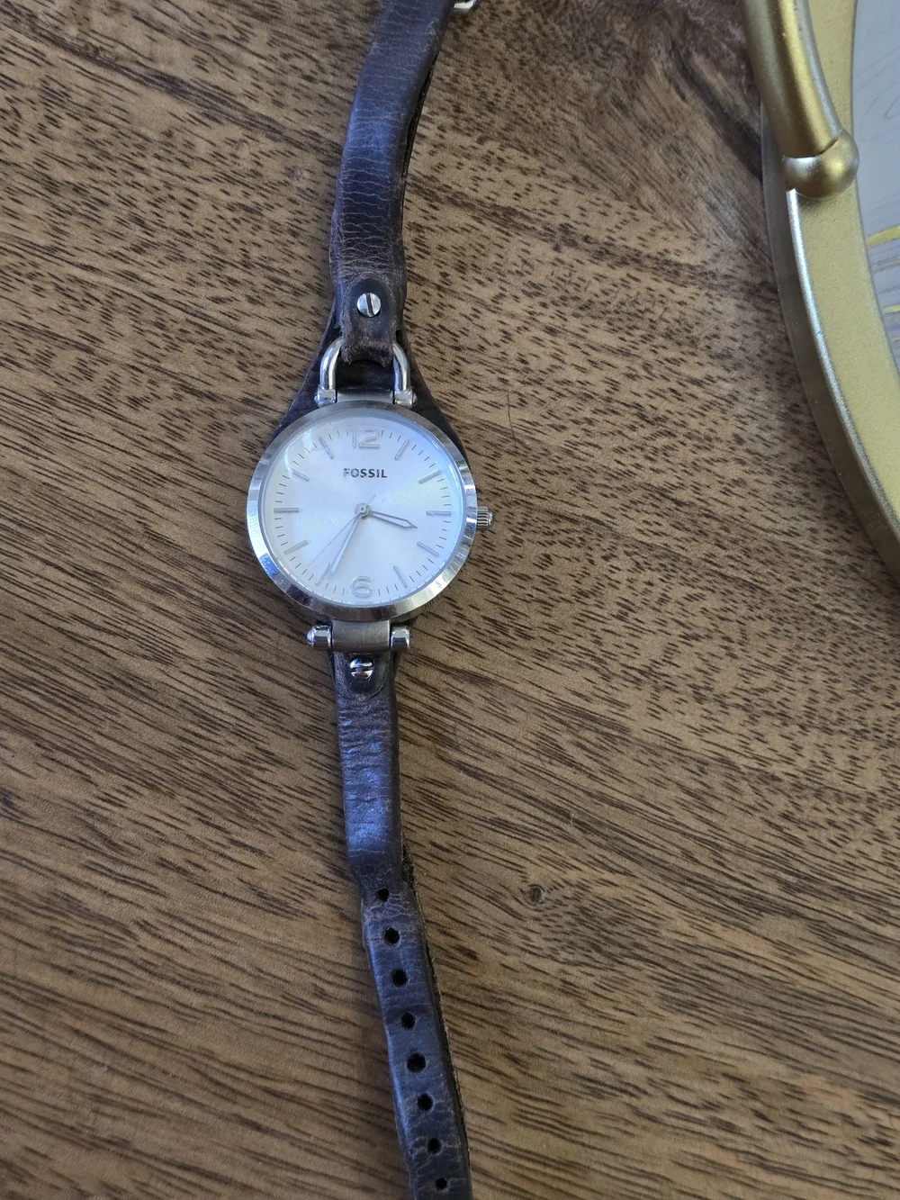 Fossil Women’s Silver Dial Brown Leather Strap Watch